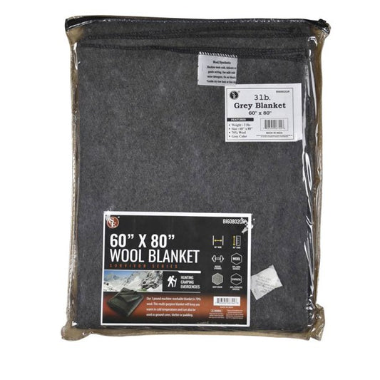Disaster Relief Wool Blanket - 60" x 80" Fire Resistant Gray Wool Blend