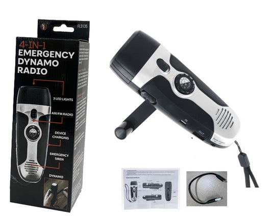 5.5-Inch 4-in-1 Emergency Dynamo AM/FM Radio with Phone Charger & Lanyard
