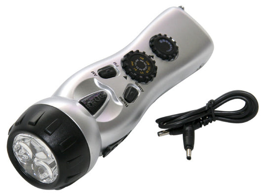 Dynamo Flashlight with AM/FM Radio, Siren & Cell Phone Charger