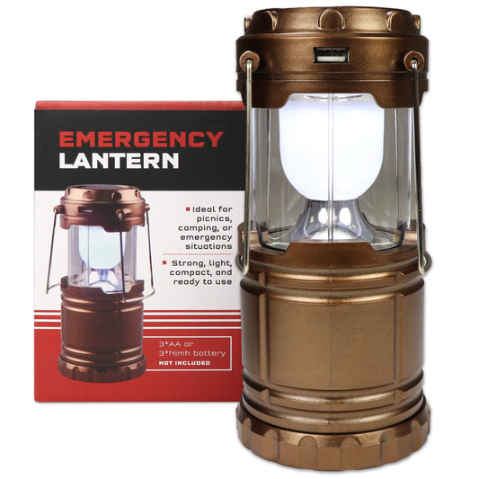 Collapsible Solar Lantern with USB, Solar, and Battery Power